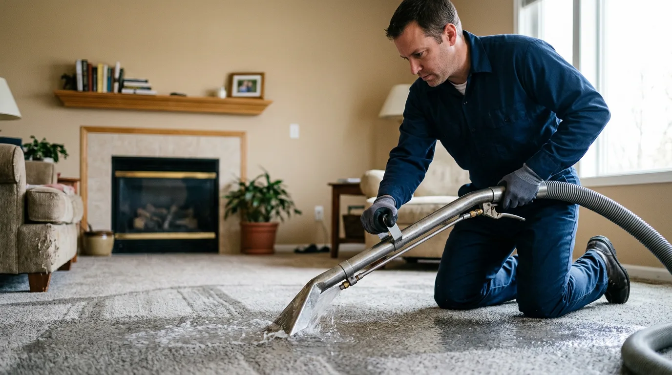 Water damage restoration technician working near Cheyenne, OK